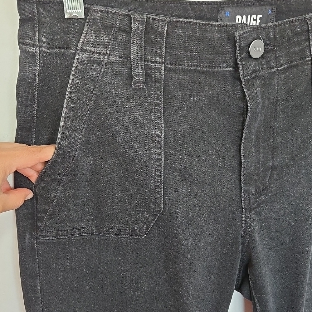 Paige Mayslie Black Coated Stretch-denim Trousers Size 28 - Picture 4 of 16